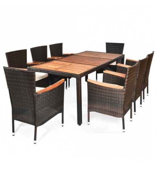 9 Piece Outdoor Dining Set with Umbrella Hole