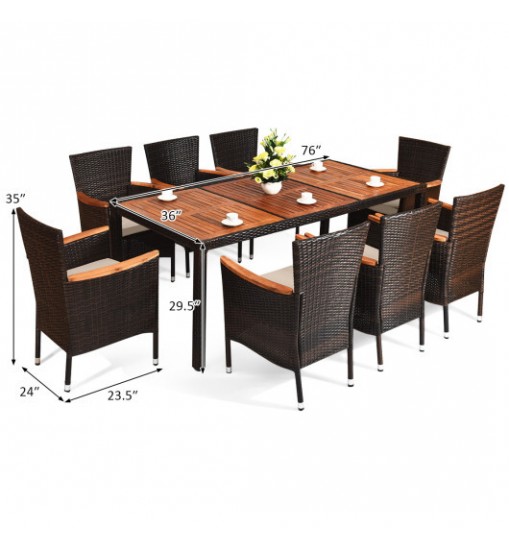 9 Piece Outdoor Dining Set with Umbrella Hole