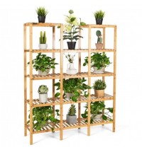 Multifunctional Bamboo Shelf Flower Plant Display Stand