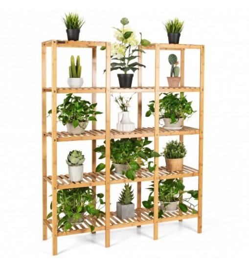 Multifunctional Bamboo Shelf Flower Plant Display Stand