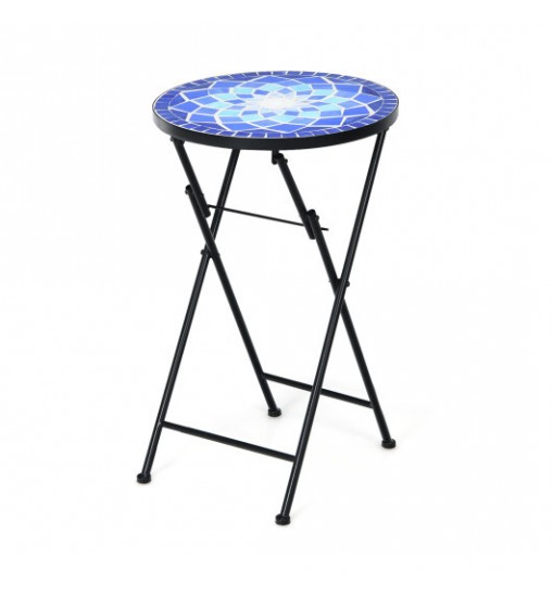 14 Inch Round End Table with Ceramic Tile Top