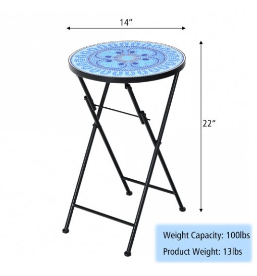 14 Inch Round End Table with Ceramic Tile Top