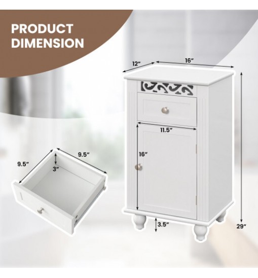 Bathroom Floor Storage Cabinet Organizer with Drawer