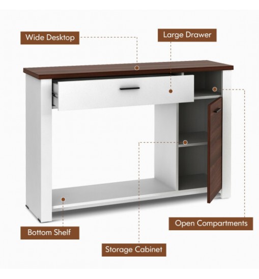 48 Inch Console Table with Drawer and Cabinet