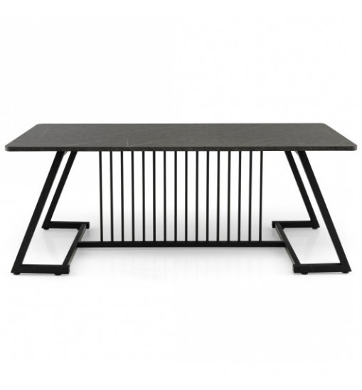 48 Inch Modern Style Coffee Table with Spacious Tabletop for Living Room-Black