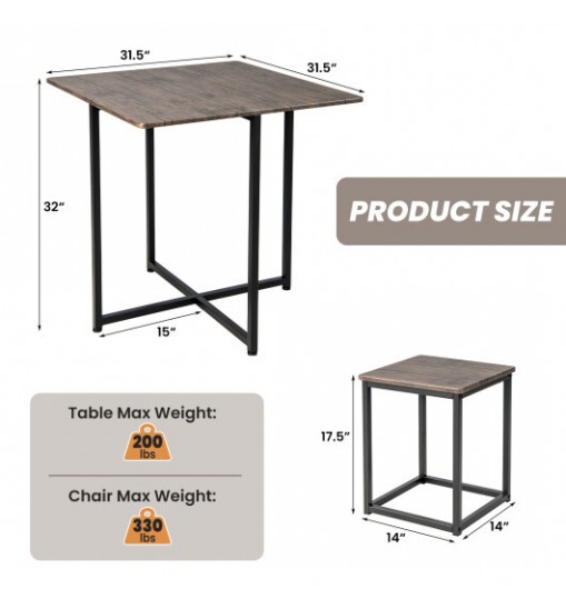 5 Piece Dining Table Set with 4 Stools-Gray