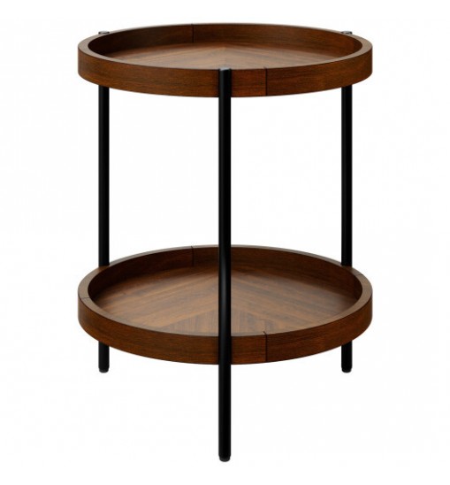 2-Tier Retro End Table with Bottom Shelf