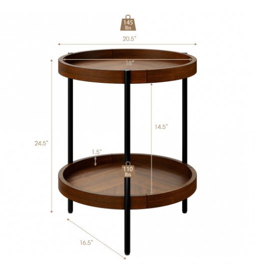 2-Tier Retro End Table with Bottom Shelf