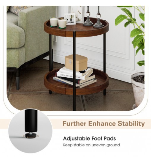 2-Tier Retro End Table with Bottom Shelf