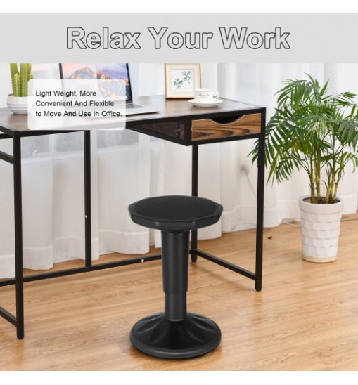 Adjustable Active Learning Stool Sitting Home Office Wobble Chair with Cushion Seat -Black