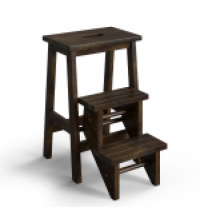 3-in-1 Rubber Wood Step Stool with Convenient Handle-Brown