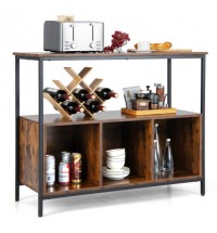 Modern Kitchen Buffet Sideboard with 3 Compartments-Rustic Brown