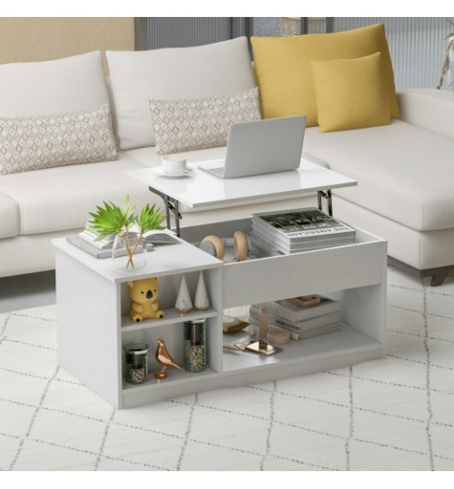 Modern Coffee Table with Lift Tabletop and Storage Compartments