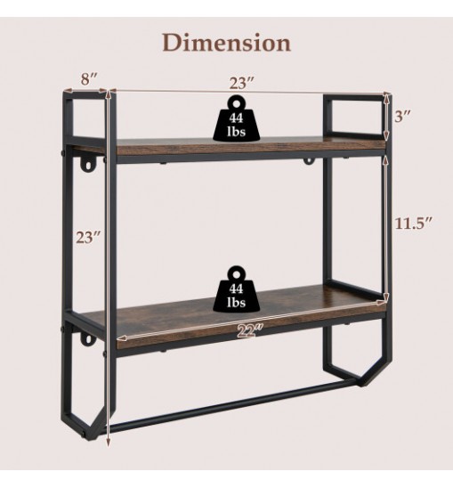 Over the Toilet Shelf Wall Mounted with Metal Frame for Bathroom