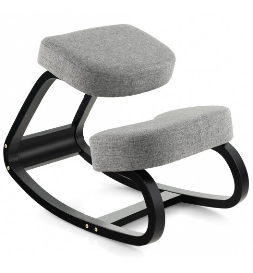 Rocking Ergonomic Kneeling Chair with Padded Cushion for Home Office-Gray