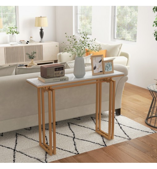 43.5 Inch Console Table with Heavy-duty Metal Frame-Golden