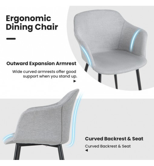 Set of 2 Upholstered Dining Chair with Ergonomic Backrest Design-Off White