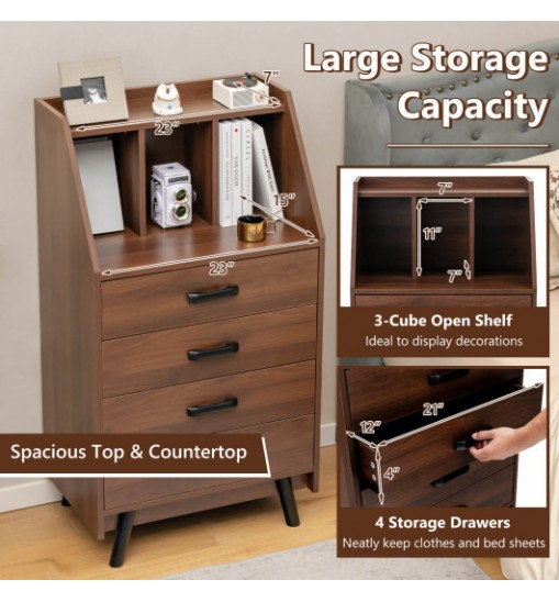 4-Drawer Dresser with 2 Anti-Tipping Kits for Bedroom-Natural