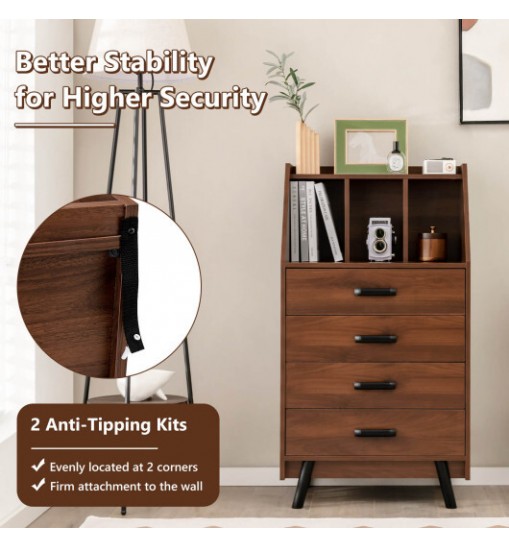 4-Drawer Dresser with 2 Anti-Tipping Kits for Bedroom-Natural