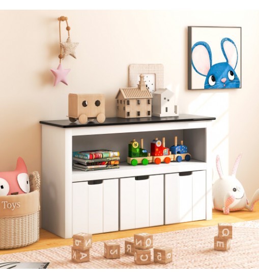 Kids Toy Storage Organizer with Blackboard Top-3-Drawer