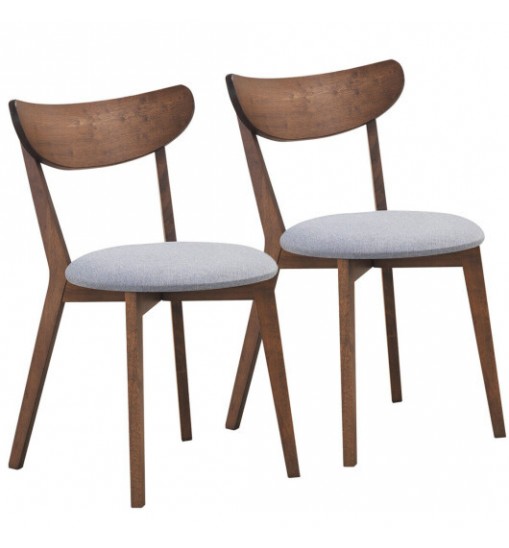 Set of 2 Dining Chairs Upholstered Curved Back Side