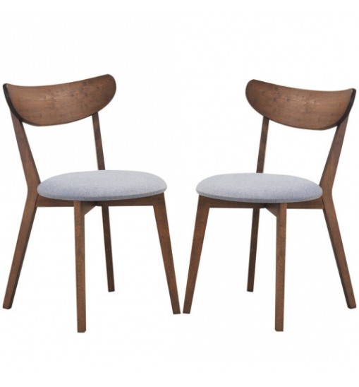 Set of 2 Dining Chairs Upholstered Curved Back Side