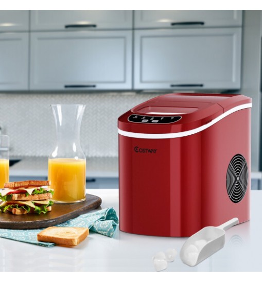 Mini Portable Compact Electric Ice Maker Machine-Red