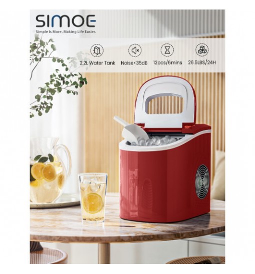 Mini Portable Compact Electric Ice Maker Machine-Red