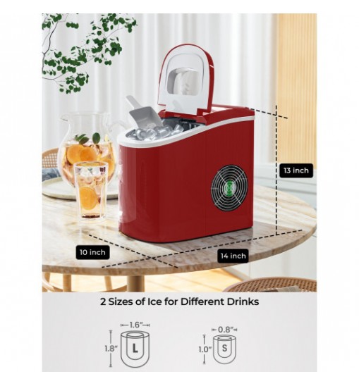 Mini Portable Compact Electric Ice Maker Machine-Red