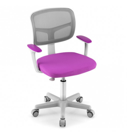 Adjustable Desk Chair with Auto Brake Casters for Kids-Purple