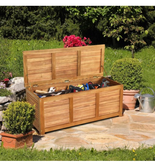 47 Gallon Acacia Wood Storage Bench Box for Patio Garden Deck