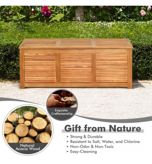 47 Gallon Acacia Wood Storage Bench Box for Patio Garden Deck