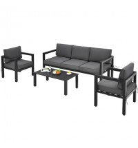 4 Pieces Outdoor Furniture Set for Backyard and Poolside-Gray