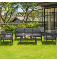 4 Pieces Outdoor Furniture Set for Backyard and Poolside-Gray