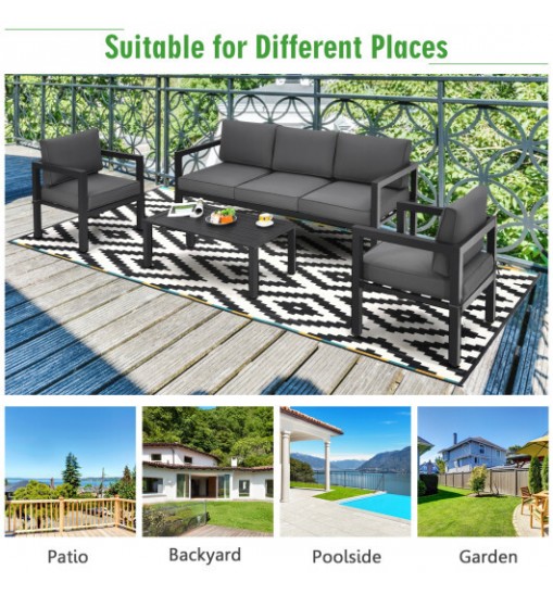 4 Pieces Outdoor Furniture Set for Backyard and Poolside-Gray