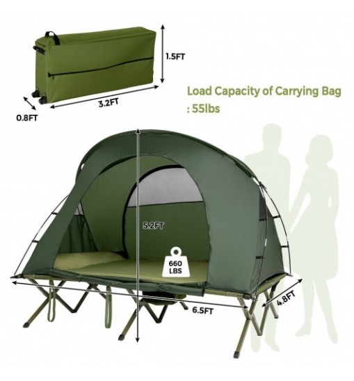 2-Person Outdoor Camping Tent with External Cover-Green