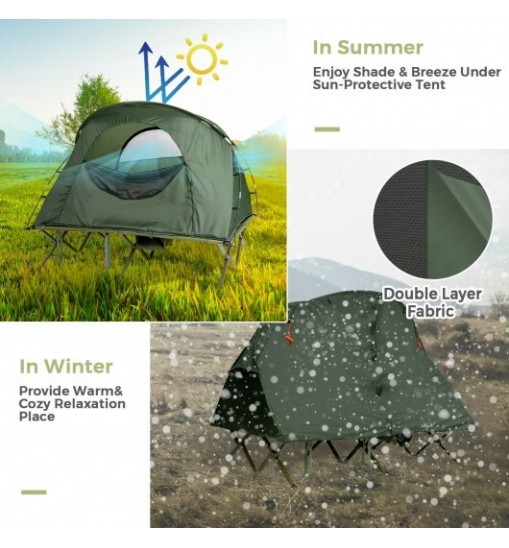 2-Person Outdoor Camping Tent with External Cover-Green