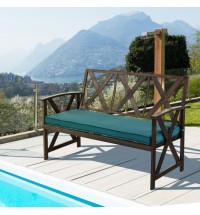 Outdoor Garden Bench with Detachable Sponge-Padded Cushion-Brown