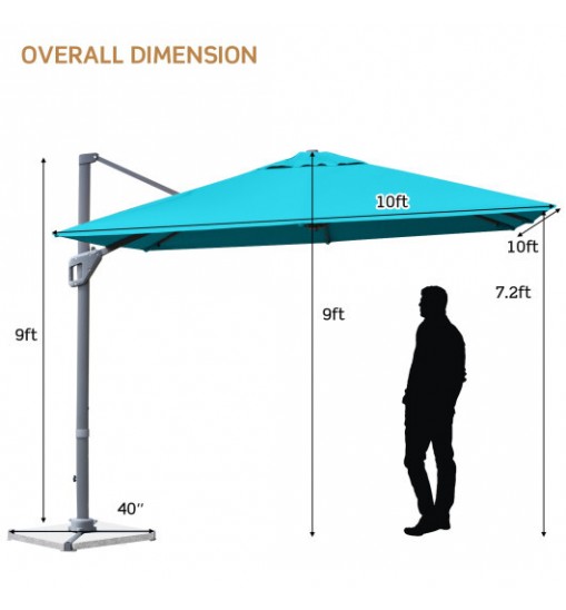 10 x 10 Feet Patio Offset Cantilever Umbrella with Aluminum 360-degree Rotation Tilt-Wine