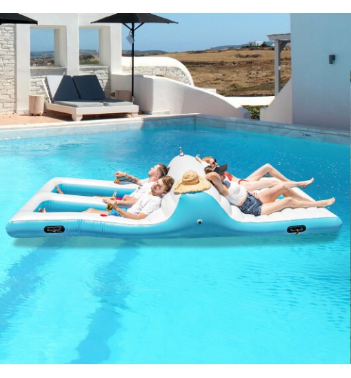 Floating 4 Person Inflatable Lounge Raft with 130W Electric Air-White