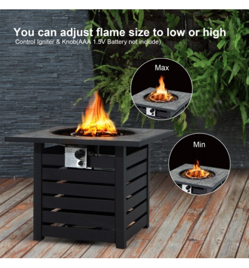 Square Propane Fire Pit Table with Lava Rocks and Rain Cover