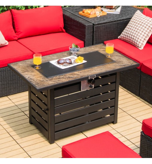 42 Inch 50000 BTU Propane Fire Pit Table with Ore Powder Surface