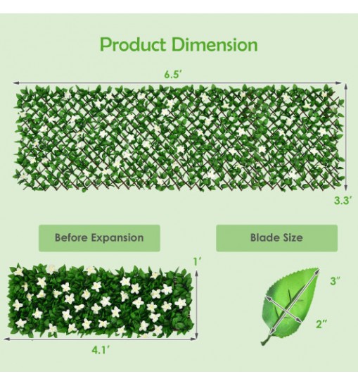 1 Piece Expandable Faux Ivy Privacy Screen Fence Panel Pack with Flower-White