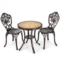 3-Piece All-Weather Cast Aluminum Patio Bistro Set-Copper