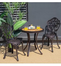 3-Piece All-Weather Cast Aluminum Patio Bistro Set-Copper