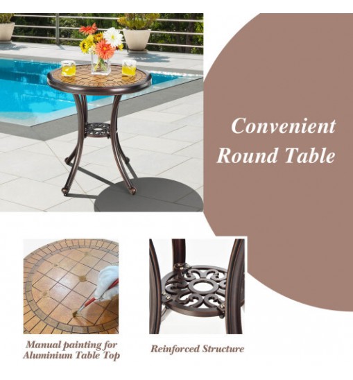 3-Piece All-Weather Cast Aluminum Patio Bistro Set-Copper