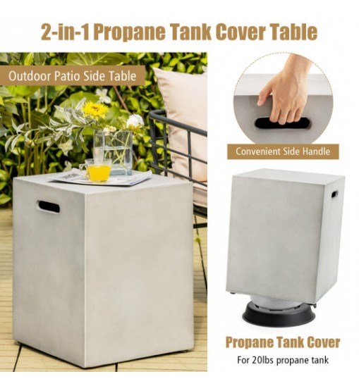 Propane Tank Cover Hideaway Table for Standard 20 Pounds Propane Tank-Gray