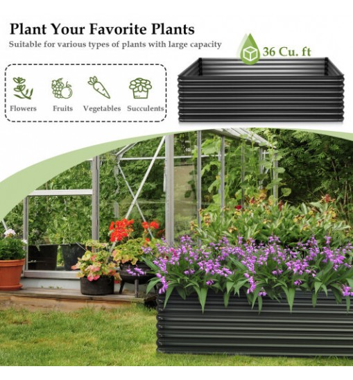 71 Inch Galvanized Metal Raised Garden Bed for Garden Backyard-Dark Gray