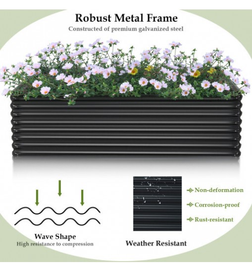 71 Inch Galvanized Metal Raised Garden Bed for Garden Backyard-Dark Gray