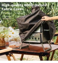 Outdoor Pizza Oven with Anti-scalding Handles and Foldable Legs-Black